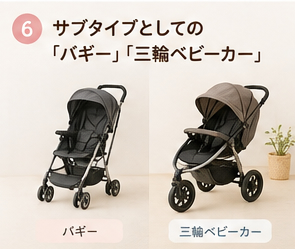 サブタイプとしての「バギー」「三輪ベビーカー」