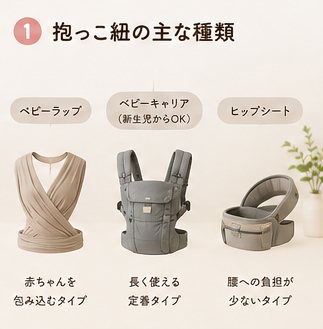 抱っこ紐の主な種類