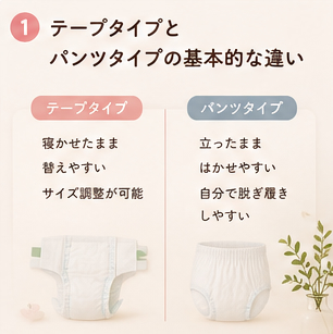 テープタイプとパンツタイプの基本的な違い