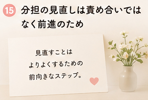 分担の見直しは責め合いではなく前進のため