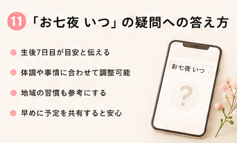 「お七夜 いつ」の疑問への答え方